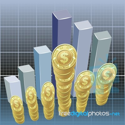 Dollars And Bar Graph Stock Image