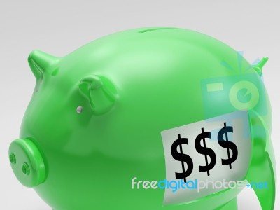 Dollars In Piggy Shows Wealth And Success Stock Image