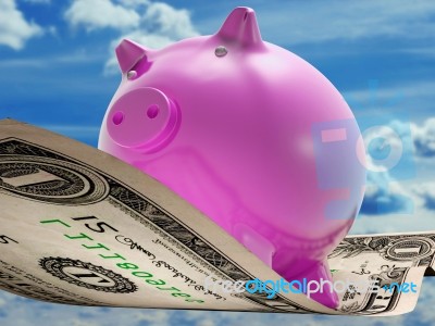 Dollars Note Pig Shows Prosperity And Investment Stock Image