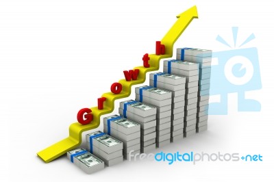 Dollars Rising Charts Stock Image