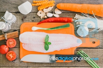 Dolly Fish Raw Meat And Spice Ingredient Prepare Cooking Stock Photo