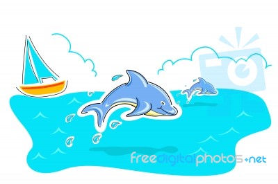 Dolphin In Sea Stock Image