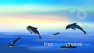 Dolphins In A Ocean Stock Image