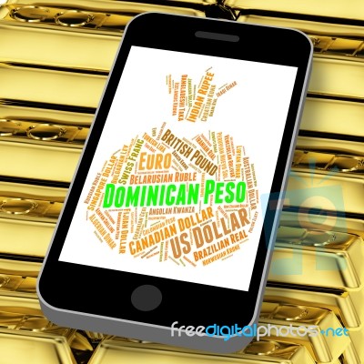 Dominican Peso Means Currency Exchange And Banknote Stock Image