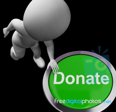 Donate Button Shows Charity Donations And Fundraising Stock Image