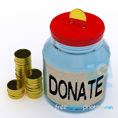 Donate Jar Means Fundraiser Charity And Giving Stock Image