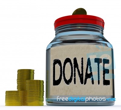 Donate Jar Shows Fundraising Charity And Contributions Stock Image