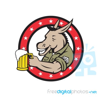 Donkey Beer Drinker Circle Retro Stock Image