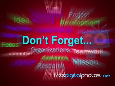 Dont Forget Brainstorm Displays Remembering Business Components Stock Image