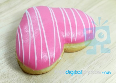 Donut In Heart Shape Stock Photo