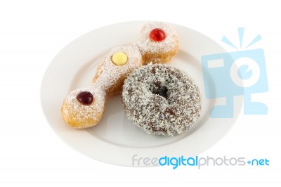 Donut Sweet Meat Dish On White Background Stock Photo