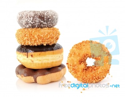 Donuts Isolated On White Background Stock Photo