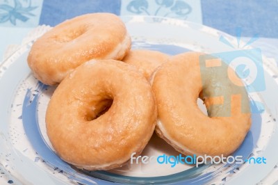 Donuts On A Plate Stock Photo