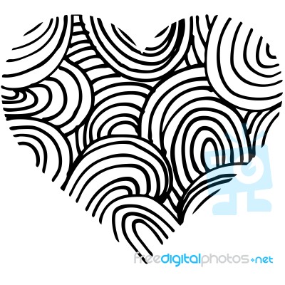 Doodle Abstract Hand Drawn Pattern Heart Shaped Stock Image