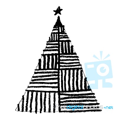 Doodle Hand Drawn Christmas Tree Image Stock Image