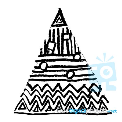 Doodle Hand Drawn Christmas Tree Image Stock Image