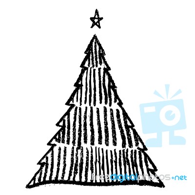 Doodle Hand Drawn Christmas Tree Image Stock Image