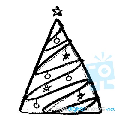 Doodle Hand Drawn Christmas Tree Image Stock Image