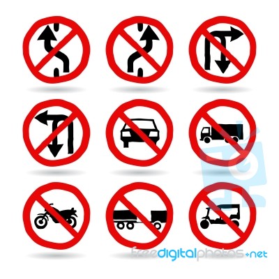 Doodle Traffic Signs Illustrator Stock Image