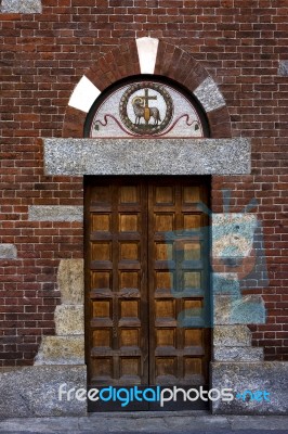 Door In The San Babila Church Stock Photo