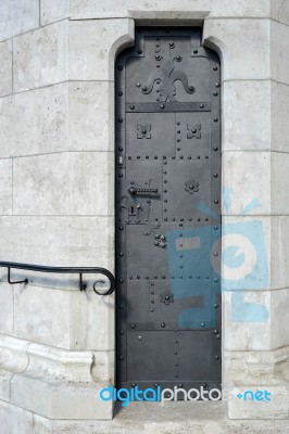 Door In Wall At Fishermans Bastion Budapest Stock Photo