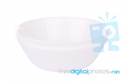 Double Round Ceramic Bowls Stack On White Background Stock Photo