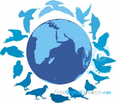 Doves And Planet Earth Stock Image