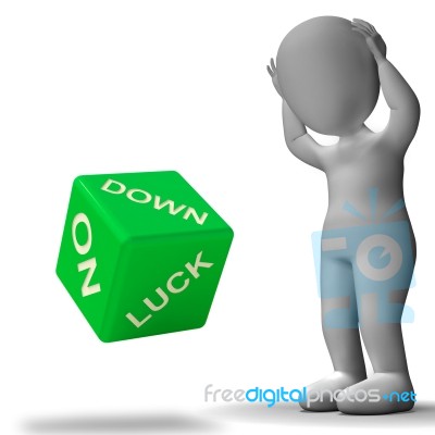 Down On Luck Dice Means Failure And Losing Stock Image