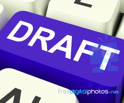 Draft Key Shows Outline Document Or Letter Stock Image