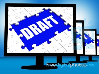 Draft Screen Shows Outline Documents Or Email Letter Online Stock Image