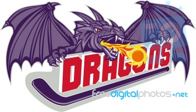 Dragon Fire Hockey Stick Retro Stock Image