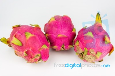 Dragon Fruit, Healthy Food Isolated On White Background Stock Photo