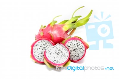 Dragon Fruit  White Background Stock Photo