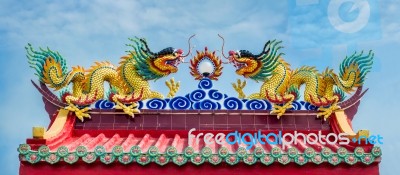 Dragon On Chinese Temple Stock Photo