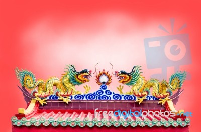 Dragon On Chinese Temple Stock Photo