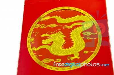 Dragon On Red Background Stock Photo