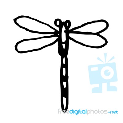 Dragonfly Doodle Hand Drawn Stock Image