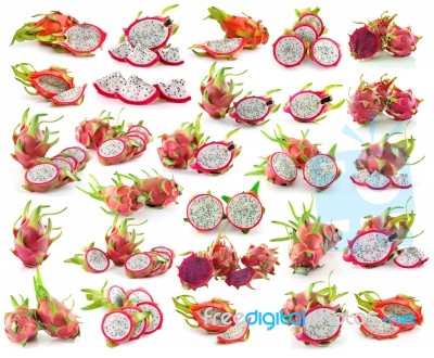 Dragonfruit Isolated On White Background Stock Photo