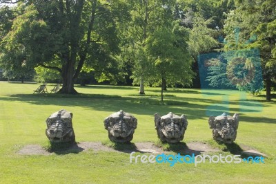 Dragons Heads At` Wallington Hall Stock Photo