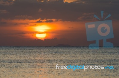 Dramatic Big Sunset Tropical Sea Sky And Cloud Background Stock Photo