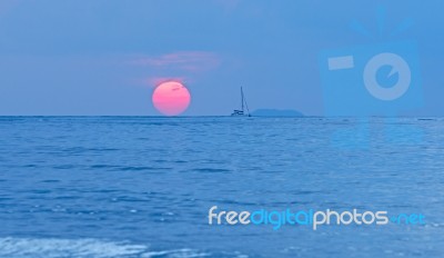 Dramatic Big Sunset Tropical Sea Sky And Cloud Background Stock Photo