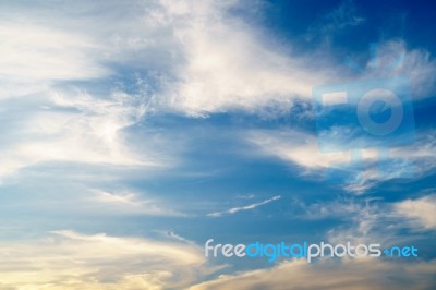 Dramatic Cloudy Blue Sky In Day Time Stock Photo