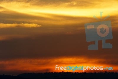 Dramatic Cloudy Sky In Twilight Time Stock Photo