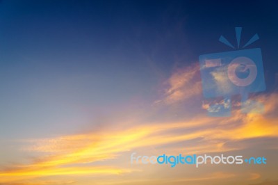 Dramatic Cloudy Sky In Twilight Time Stock Photo