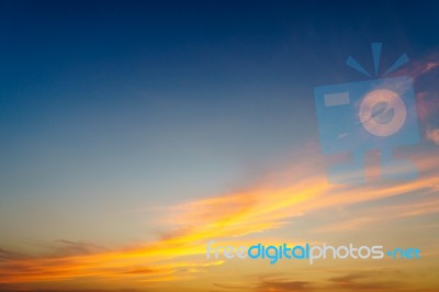 Dramatic Cloudy Sky In Twilight Time Stock Photo