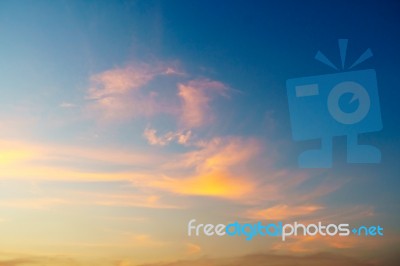 Dramatic Cloudy Sky In Twilight Time Stock Photo