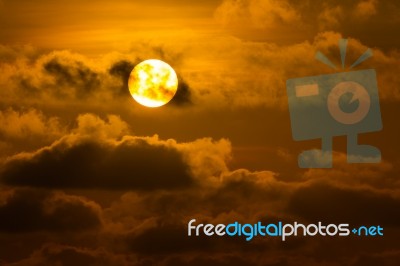 Dramatic Orange Sunset Stock Photo