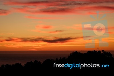 Dramatic Sunset On San Francisco Hills Stock Photo