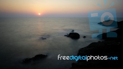 Dramatic Sunset On The Arabian Sea Stock Photo