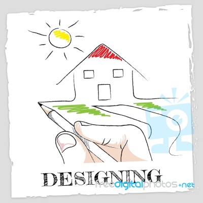 Draw Designing Means Drawing Artwork And Visualization Stock Image